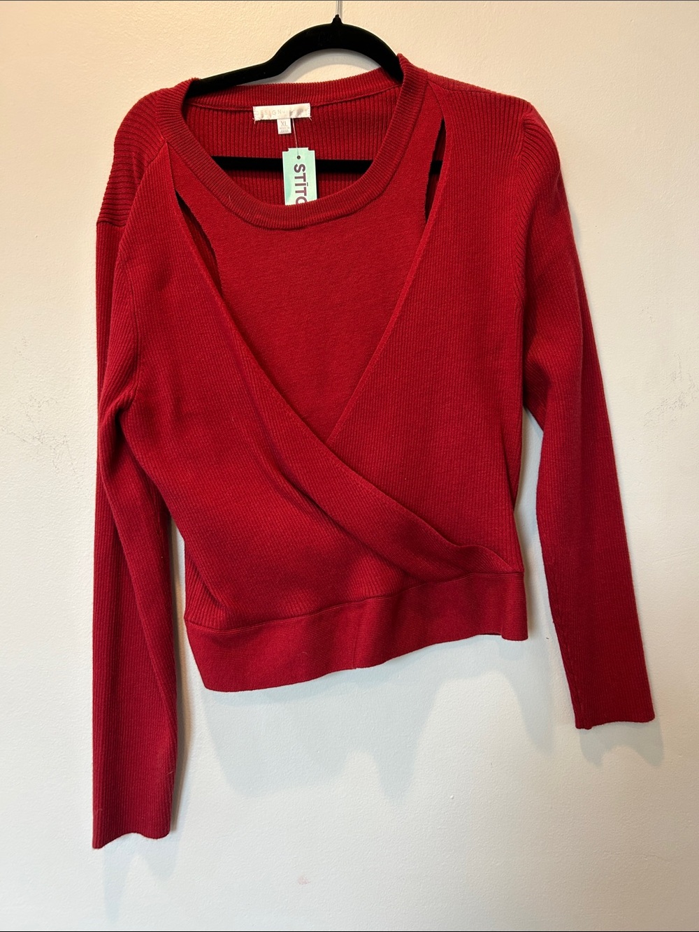 Design History Red Ribbed Knit Sweater
